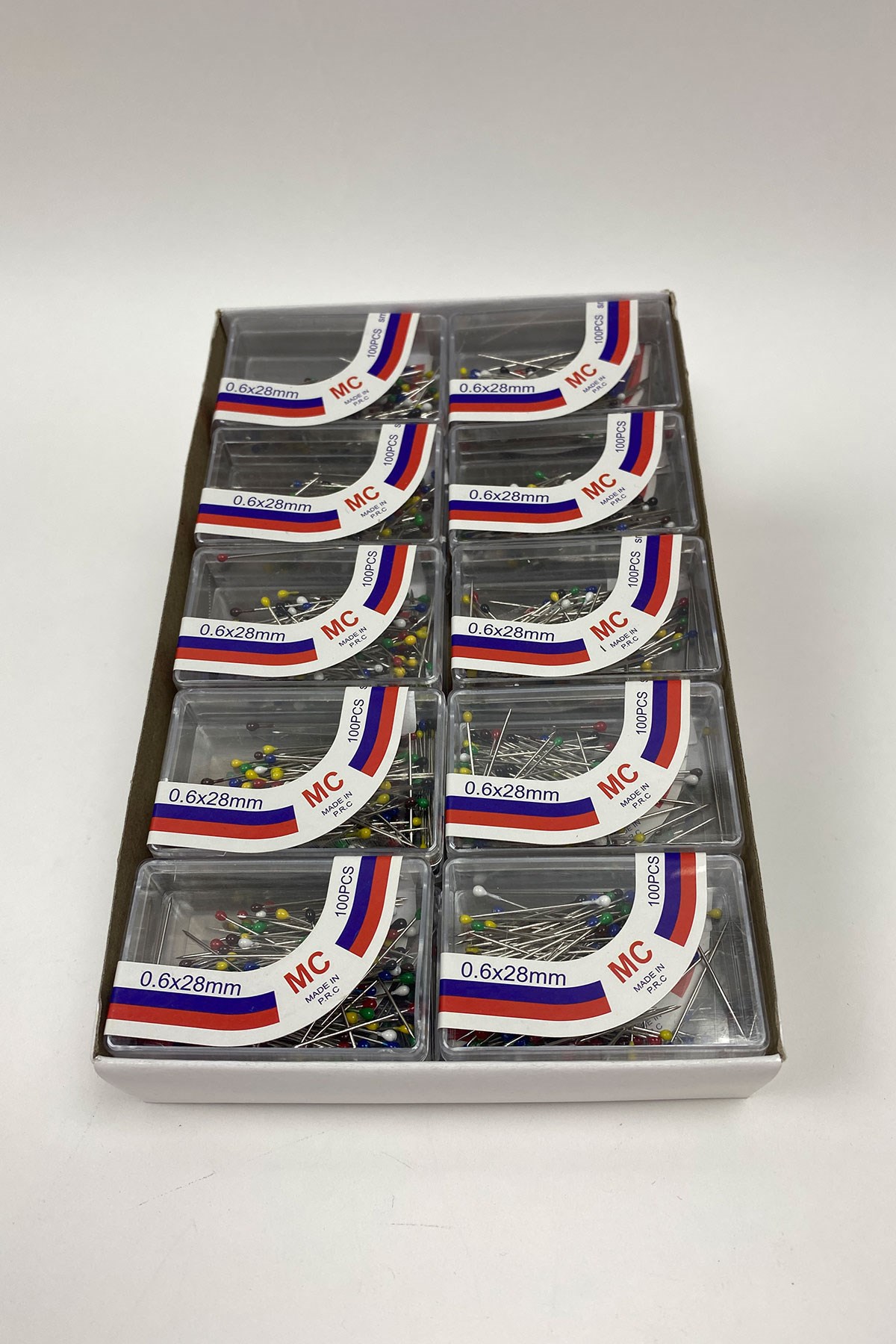 Rengarenk Başlı Toplu İğne 100 lü 5 Kutu