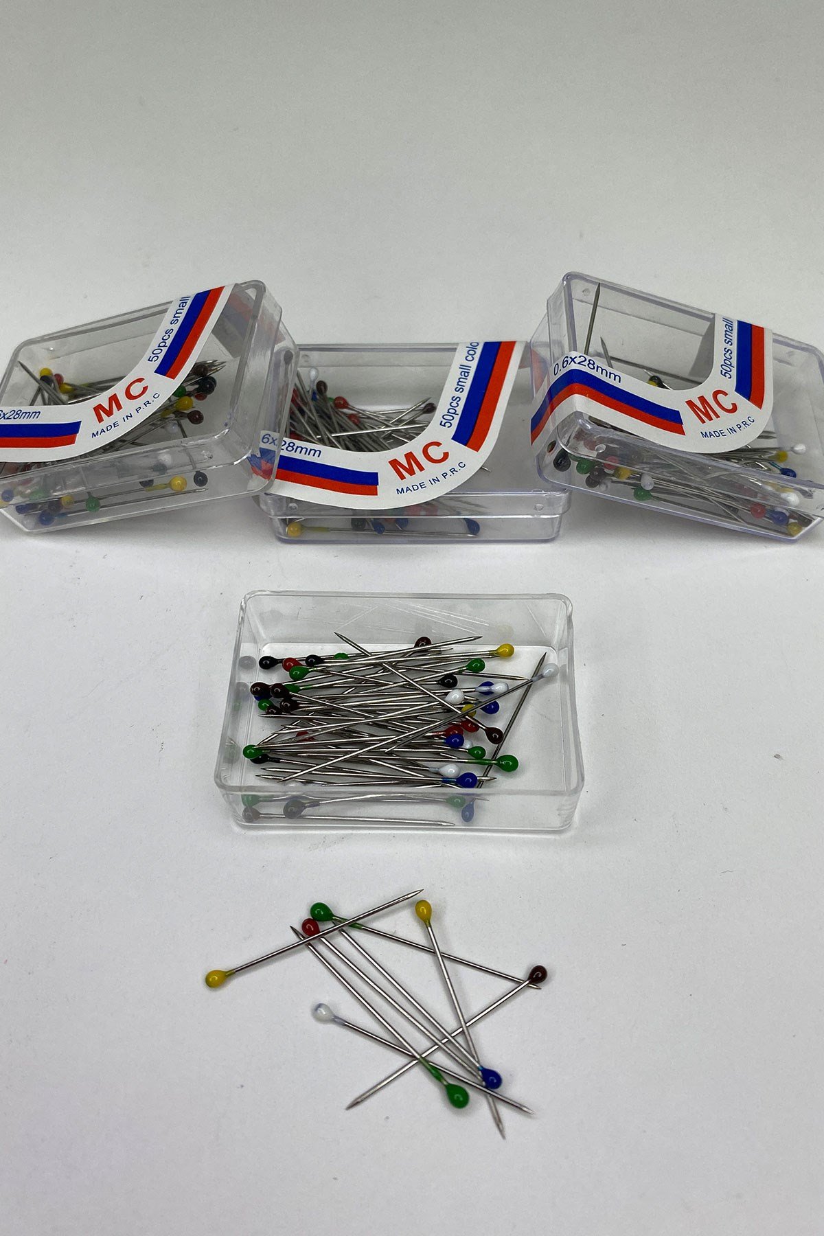Rengarenk Başlı Toplu İğne 50 li 1 Kutu