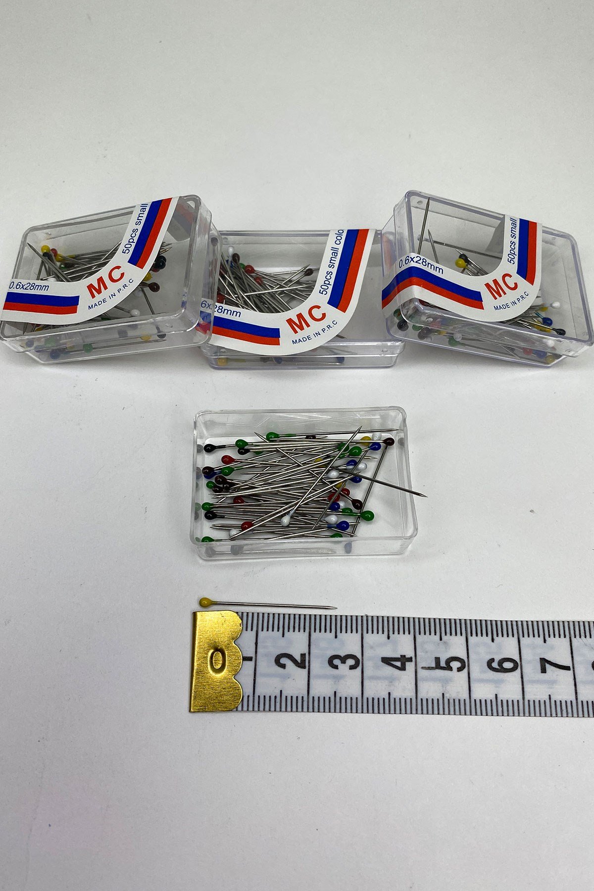 Rengarenk Başlı Toplu İğne 50 li 20 Kutu