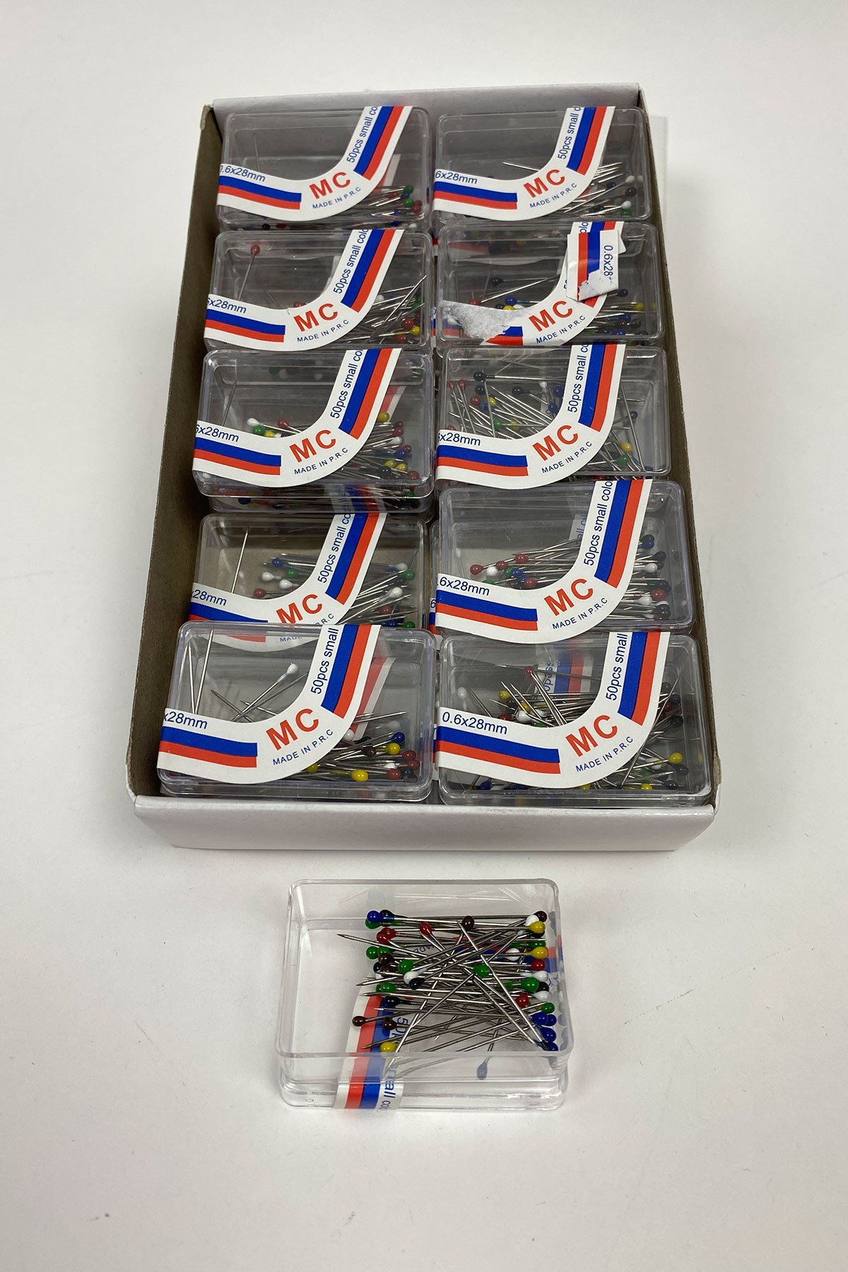 Rengarenk Başlı Toplu İğne 50 li 20 Kutu