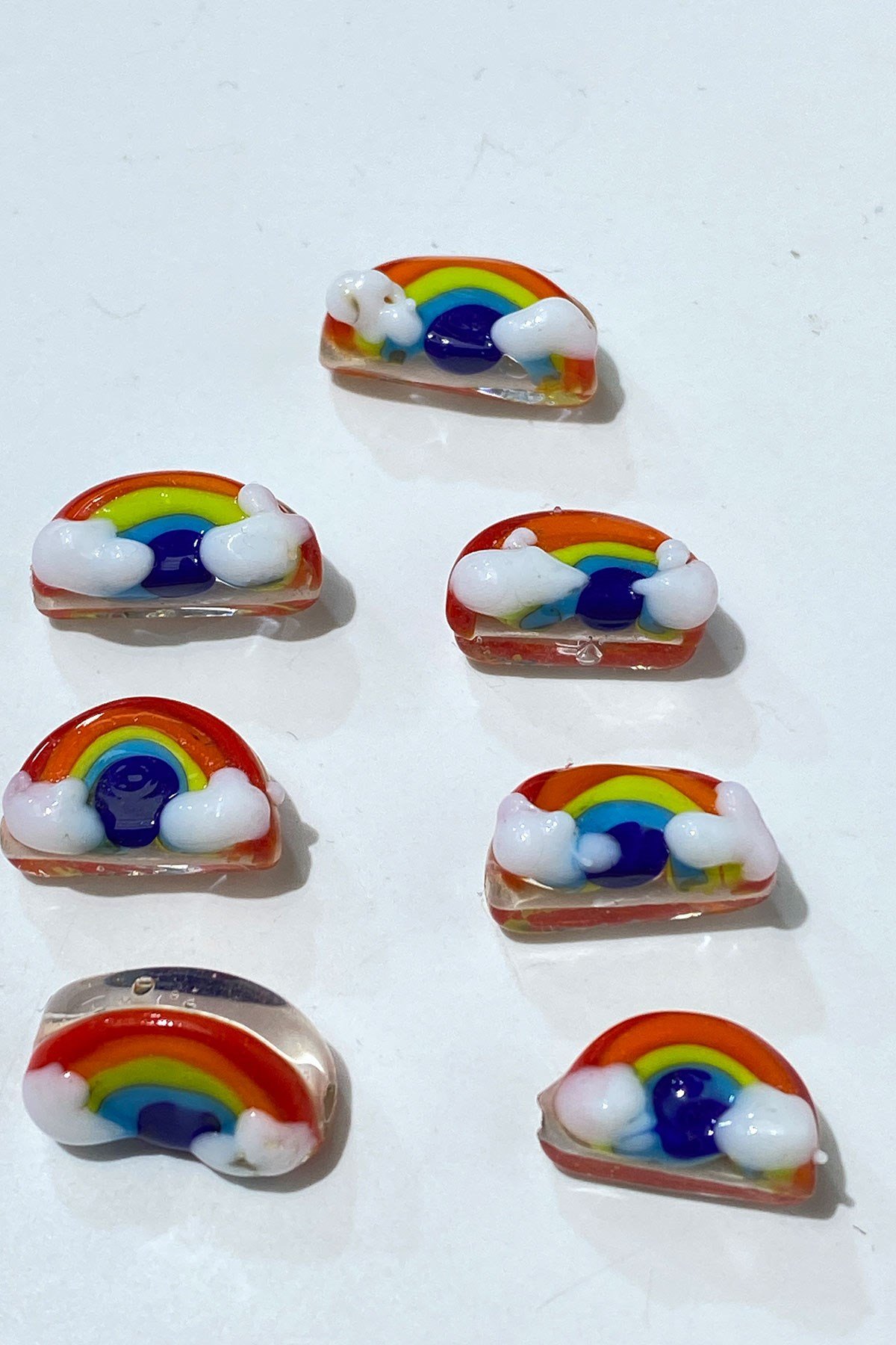 Rengarenk Murano El Yapımı Cam Boncuk Gök Kuşağı 1 Adet