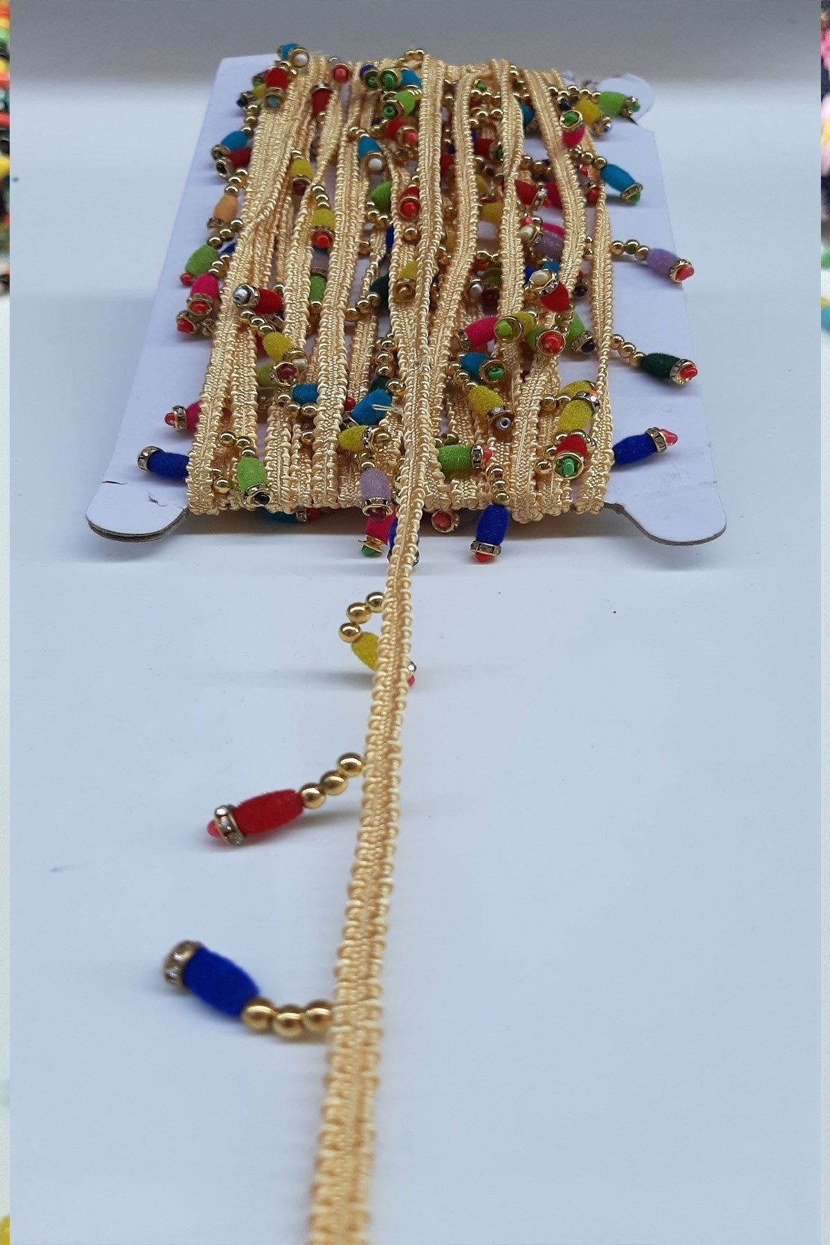 Renkli Rondela Boncuklu Sacak Serit