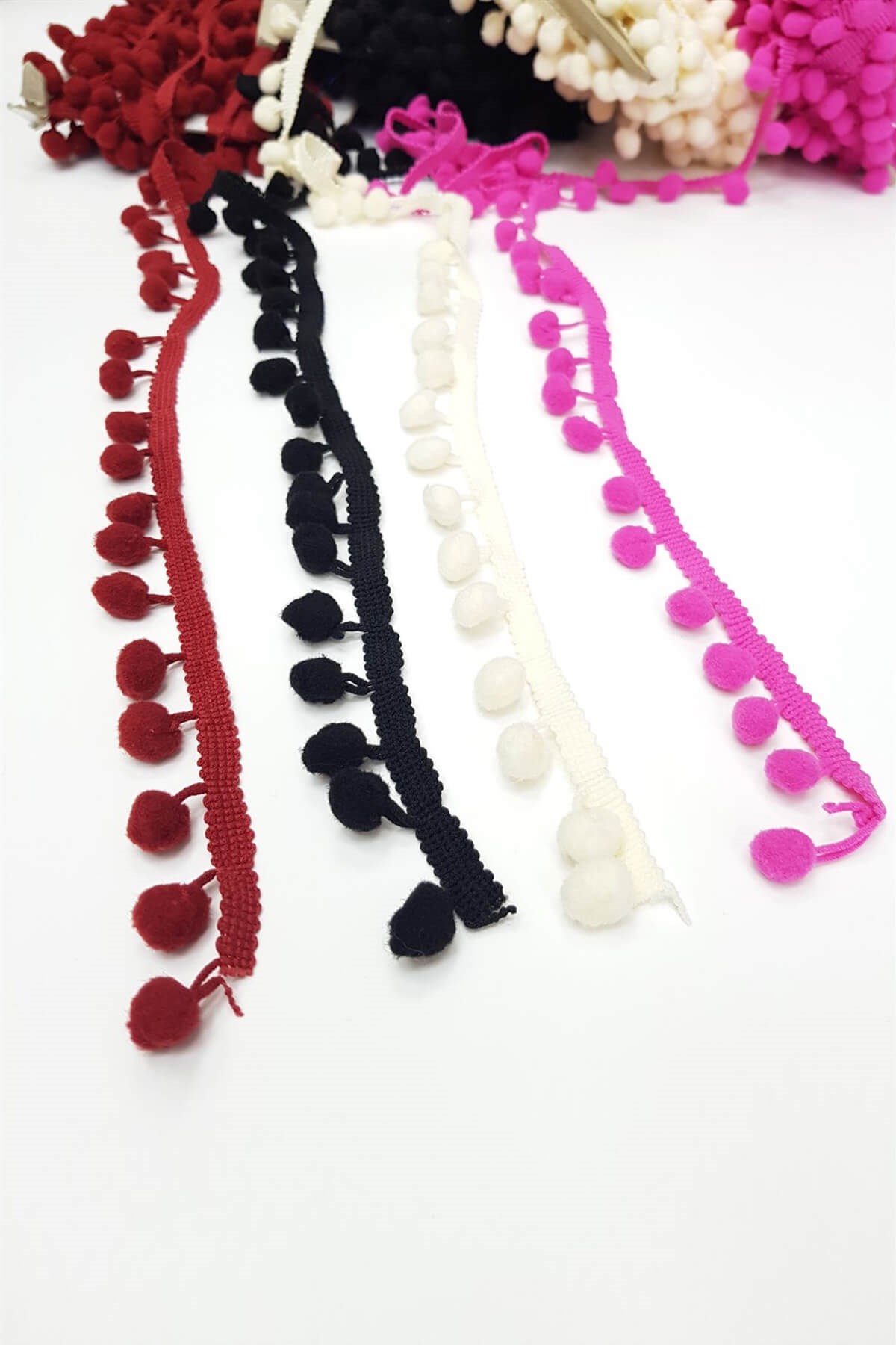 Renkli Şerit Ponpon 1,5cm