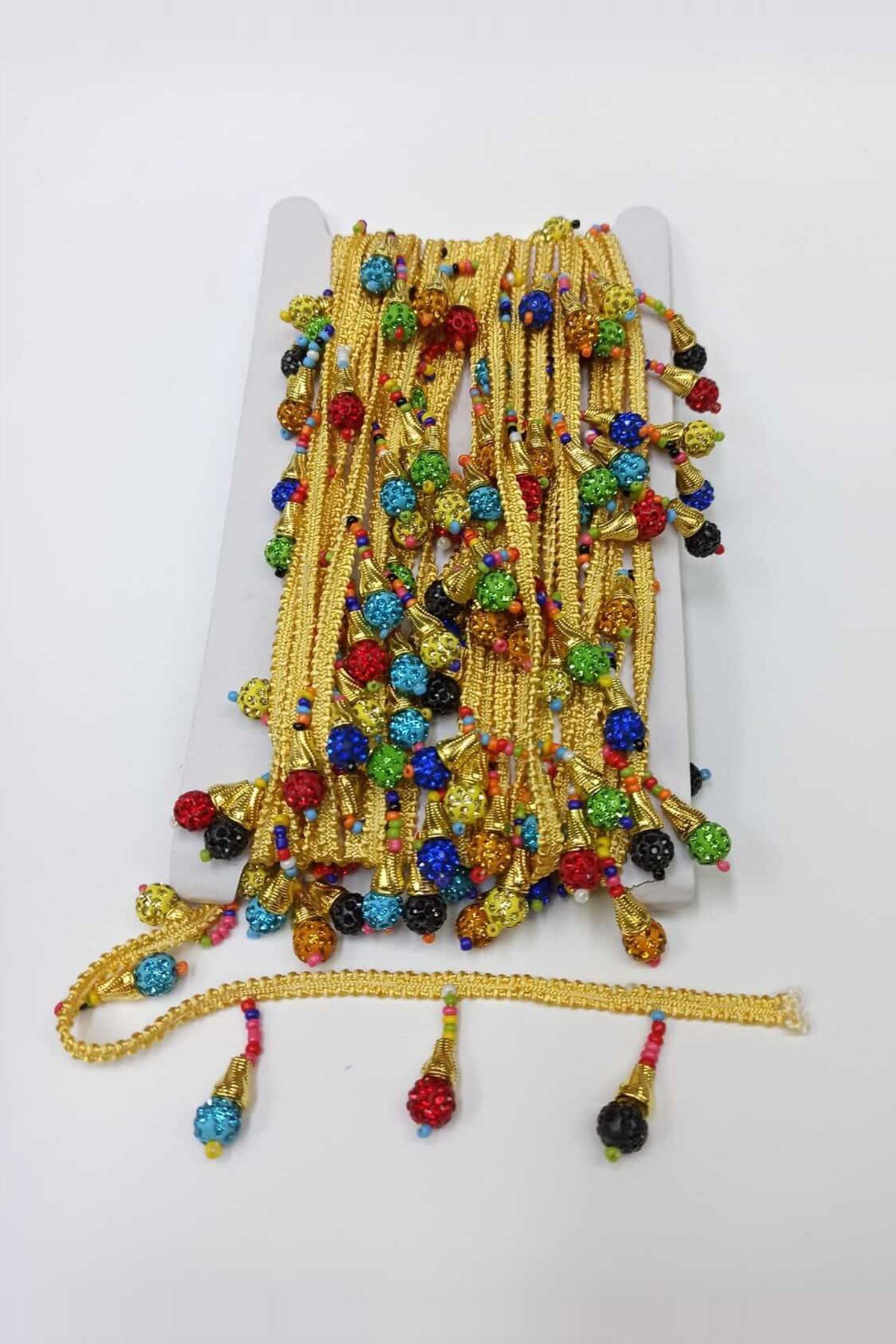 Renkli Taş Boncuklu Saçak Şerit