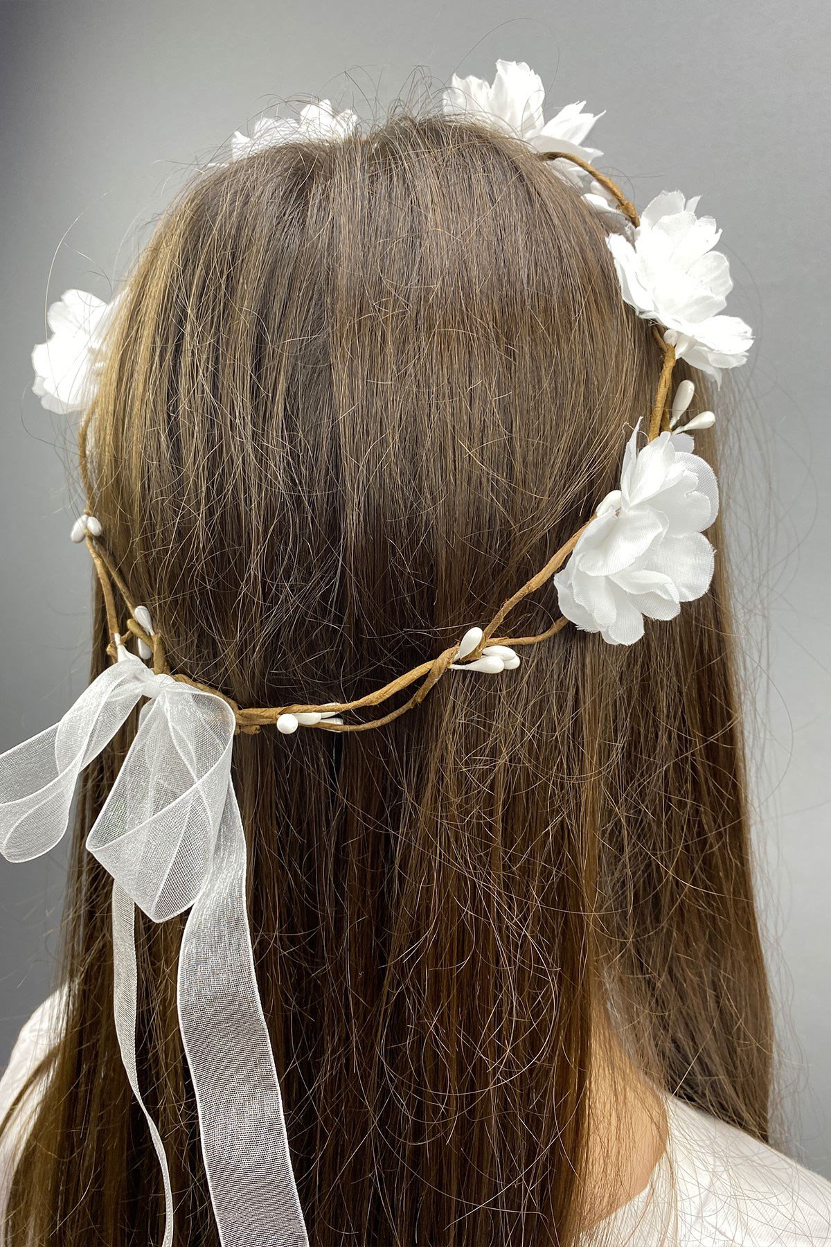 Sade Çiçekli Dış Çekim Gelin Tacı Saç Aksesuarı