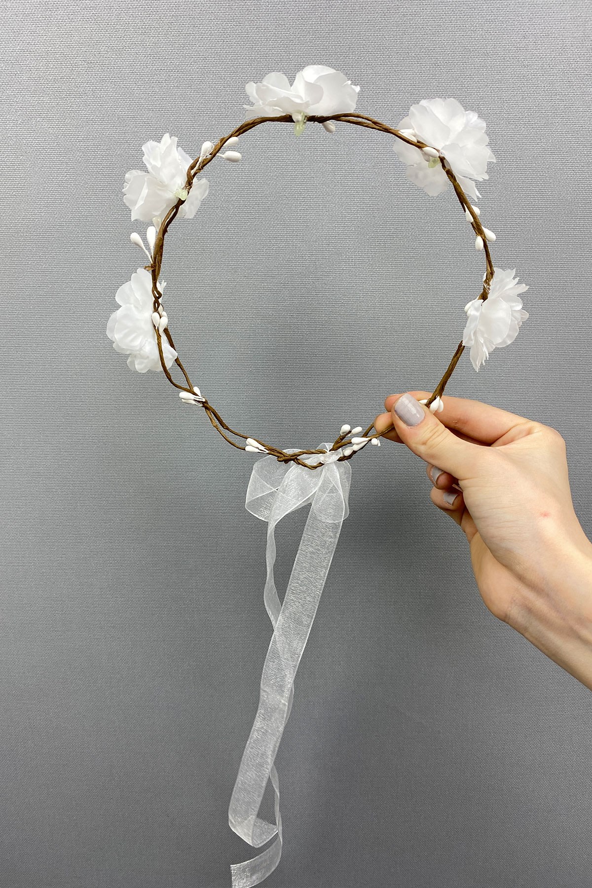 Sade Çiçekli Dış Çekim Gelin Tacı Saç Aksesuarı