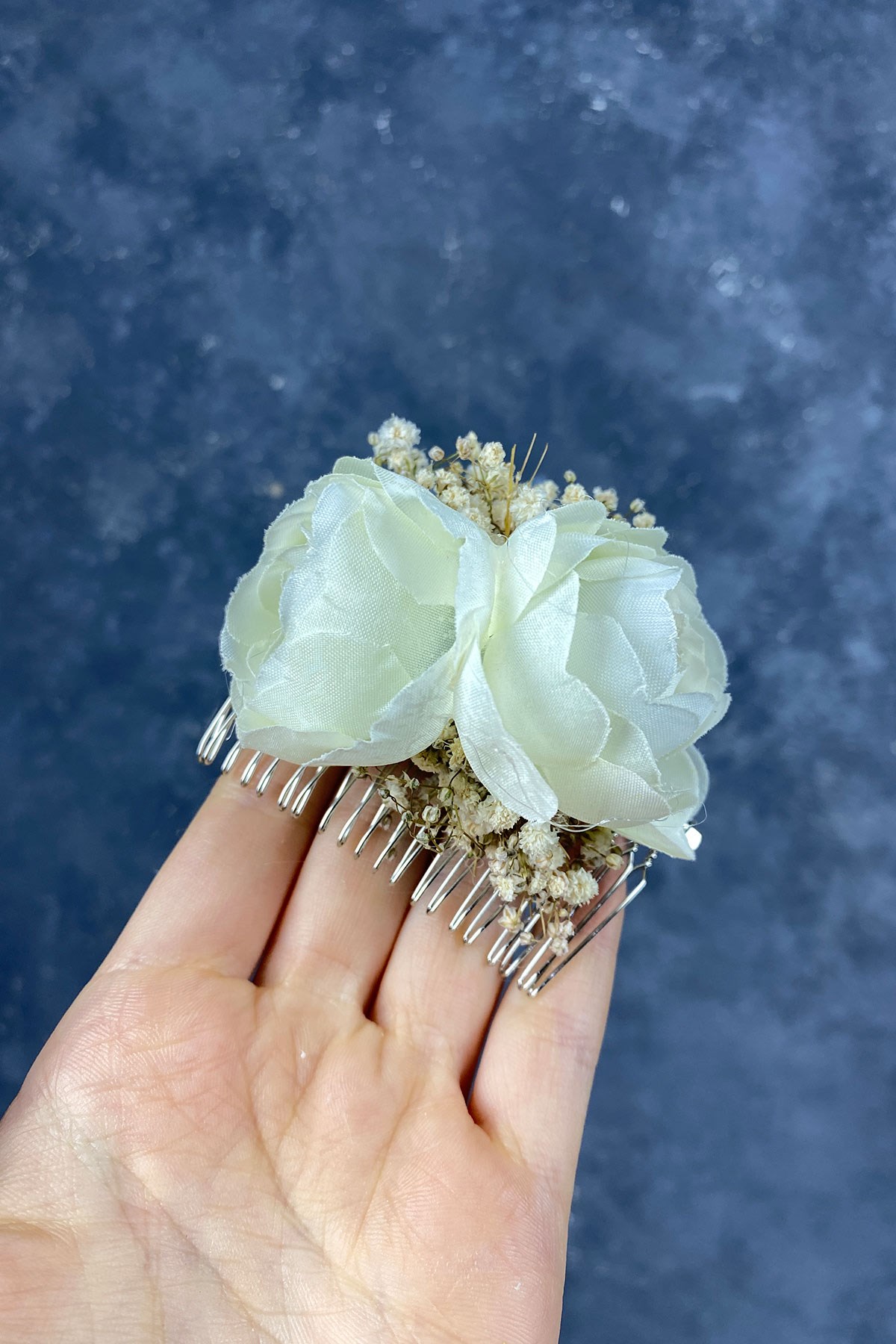 Şakayık Çiçekli Cipsolu Taraklı Saç Tokası