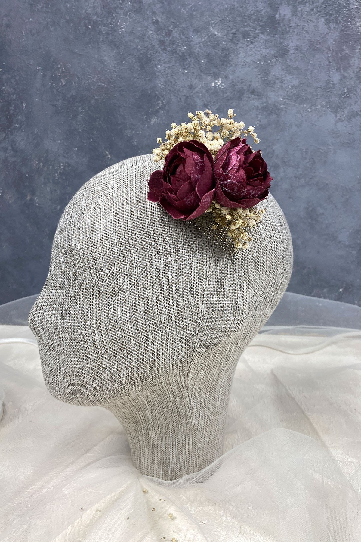 Şakayık Çiçekli Cipsolu Taraklı Saç Tokası