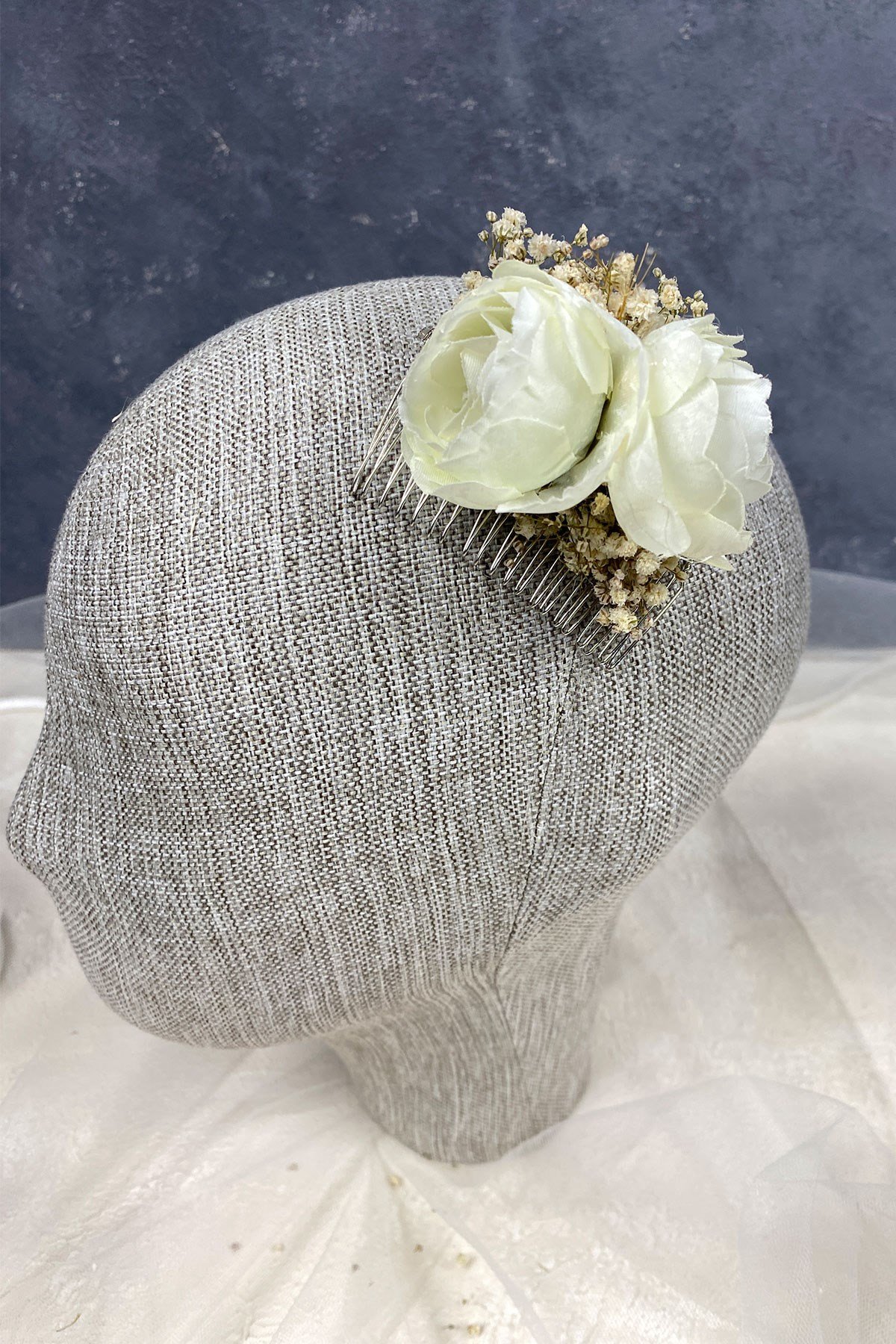 Şakayık Çiçekli Cipsolu Taraklı Saç Tokası