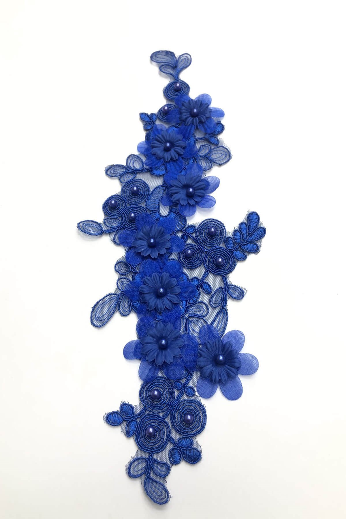 Saks Mavi İncili Parça Güpür Dantel