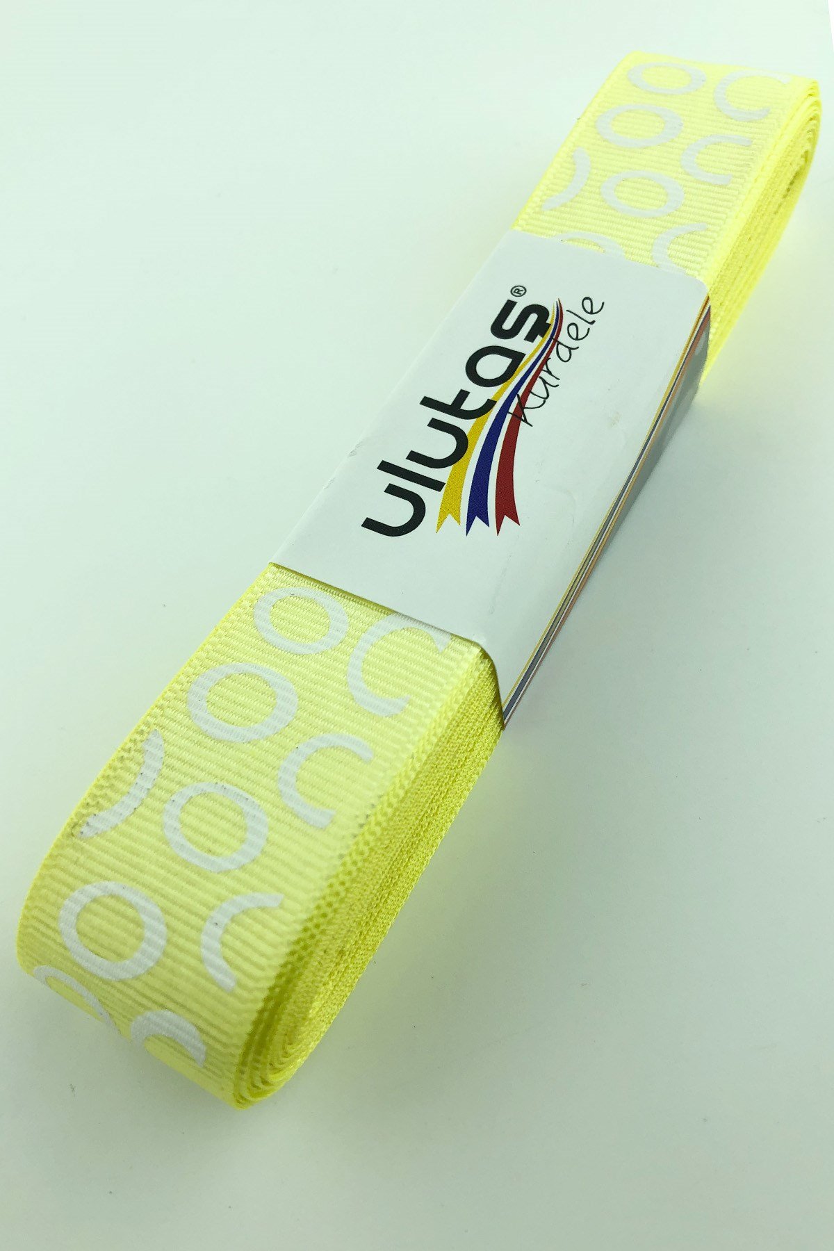 Sarı Oval Baskı Saten kurdele 2,5 cm