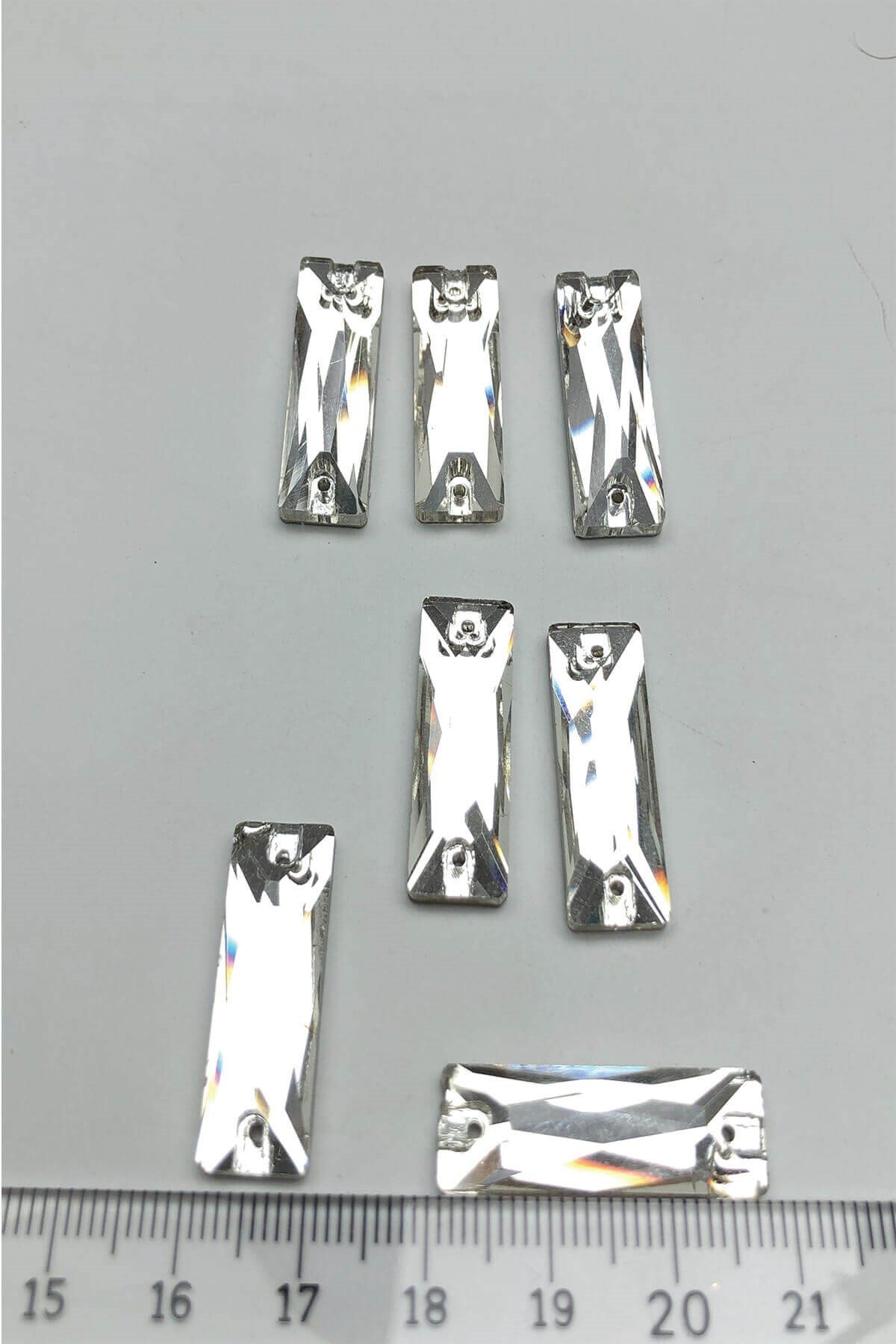 Şeffaf Dikdörtgen Parlak Dikme Kristal Sworovski Boncuk 5 Adet