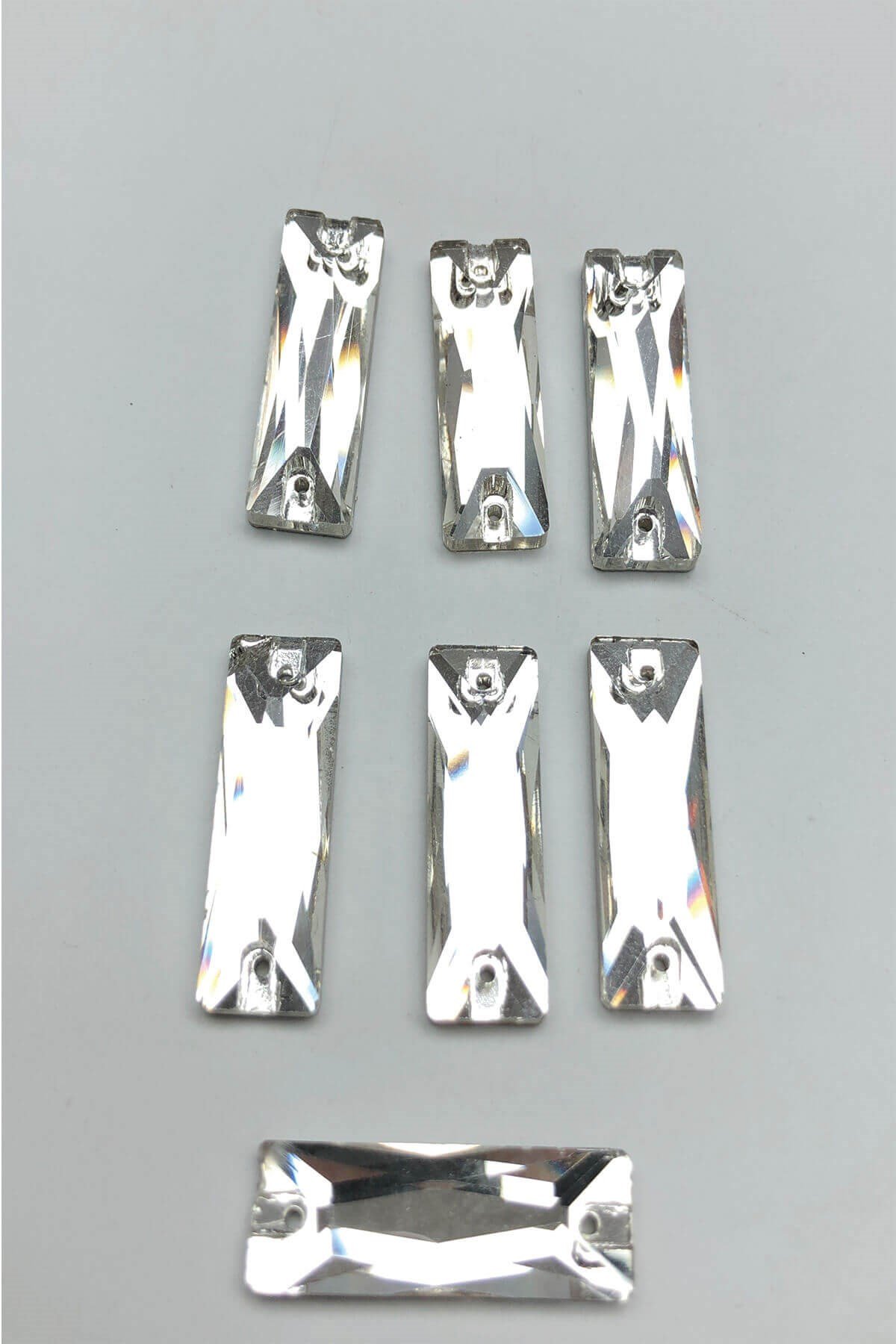 Şeffaf Dikdörtgen Parlak Dikme Kristal Sworovski Boncuk 5 Adet