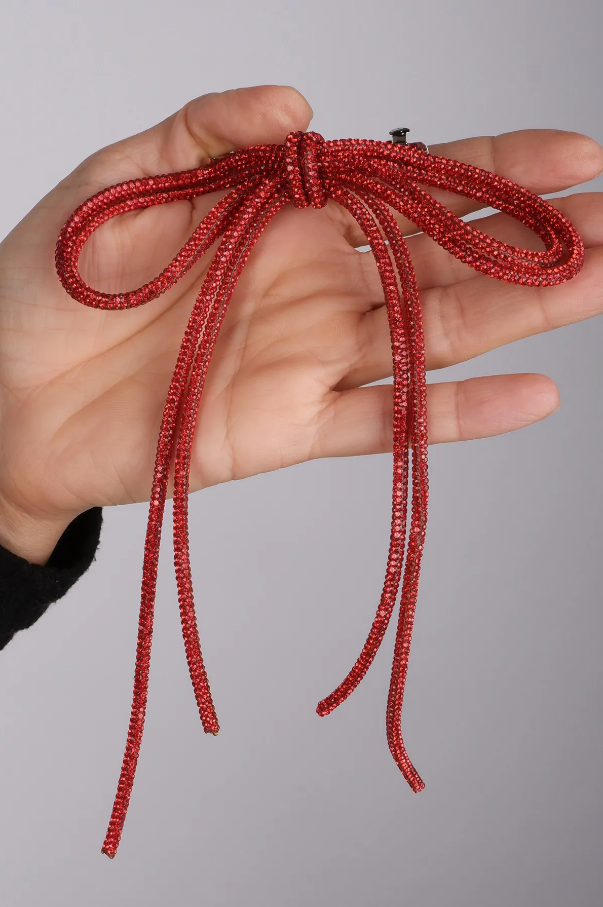 Seyran Taşlı Otomatik Fiyonk Toka Saç Aksesuarı Kırmızı