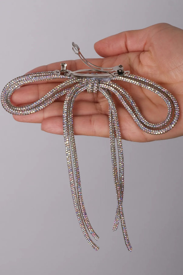 Seyran Taşlı Otomatik Fiyonk Toka Saç Aksesuarı Janjanlı