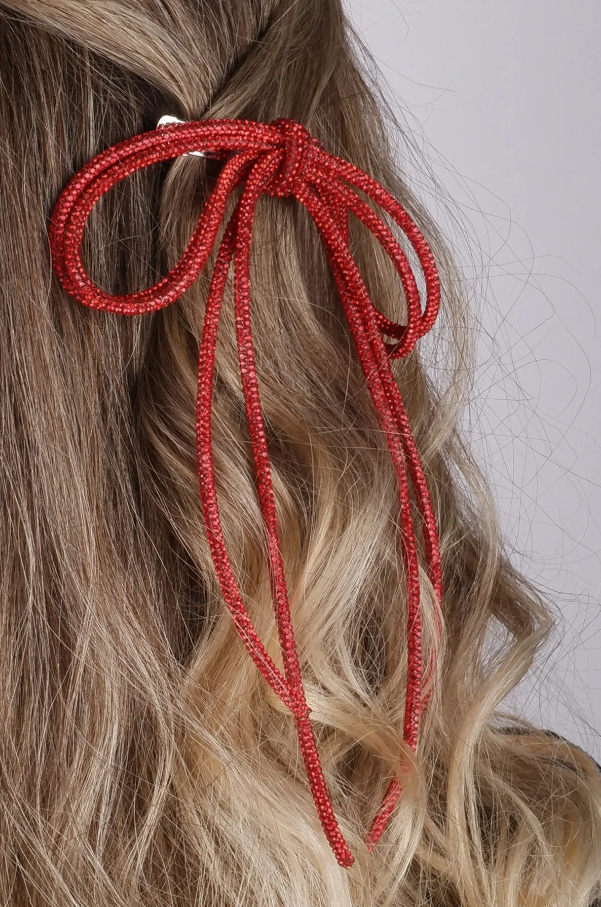 Seyran Taşlı Otomatik Fiyonk Toka Saç Aksesuarı Kırmızı