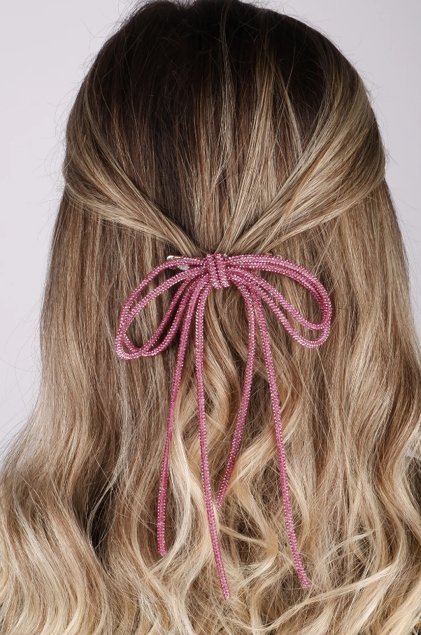 Seyran Taşlı Otomatik Fiyonk Toka Saç Aksesuarı Fuşya