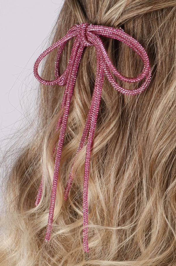 Seyran Taşlı Otomatik Fiyonk Toka Saç Aksesuarı Fuşya