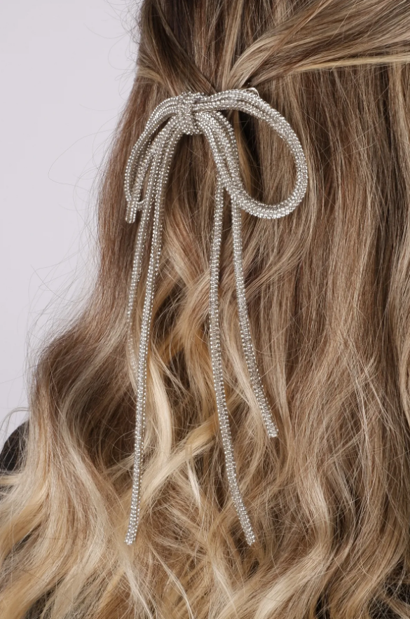 Seyran Taşlı Otomatik Fiyonk Toka Saç Aksesuarı Beyaz