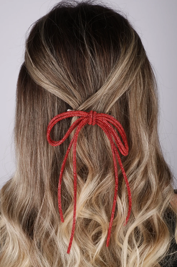 Seyran Taşlı Otomatik Fiyonk Toka Saç Aksesuarı Kırmızı