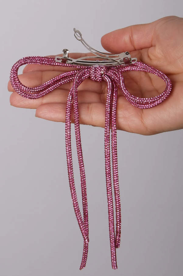 Seyran Taşlı Otomatik Fiyonk Toka Saç Aksesuarı Fuşya