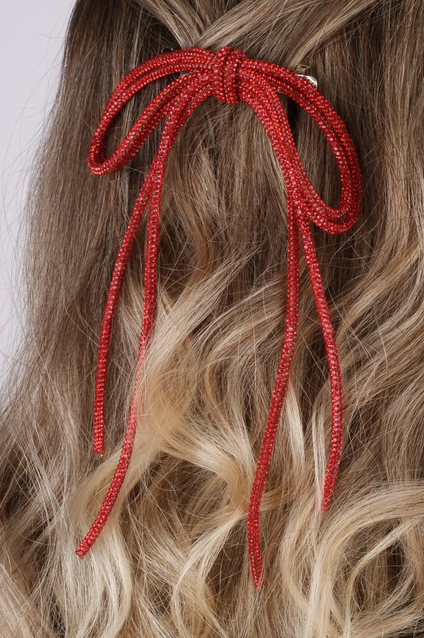 Seyran Taşlı Otomatik Fiyonk Toka Saç Aksesuarı Kırmızı