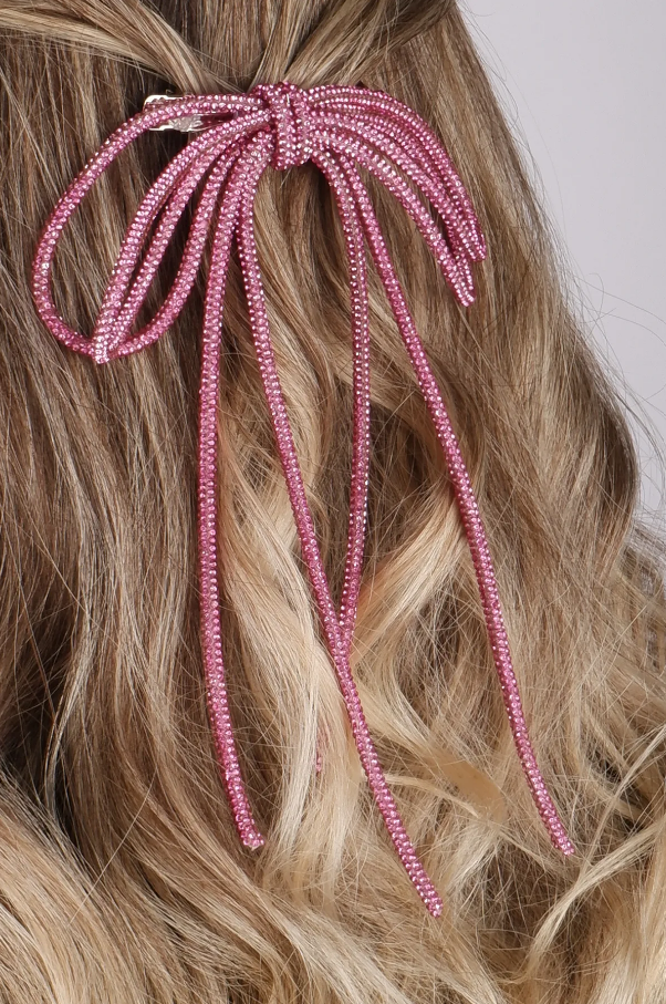 Seyran Taşlı Otomatik Fiyonk Toka Saç Aksesuarı Fuşya