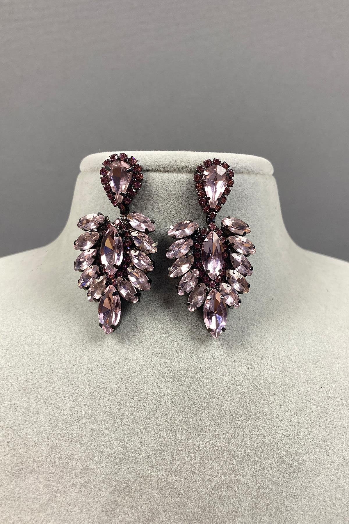 Sık Mekik Taşlı Abiye Küpe