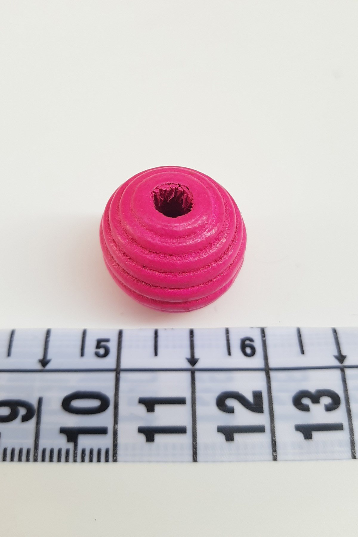 Silindir Çizgili Fuşya Ahşap Boncuk