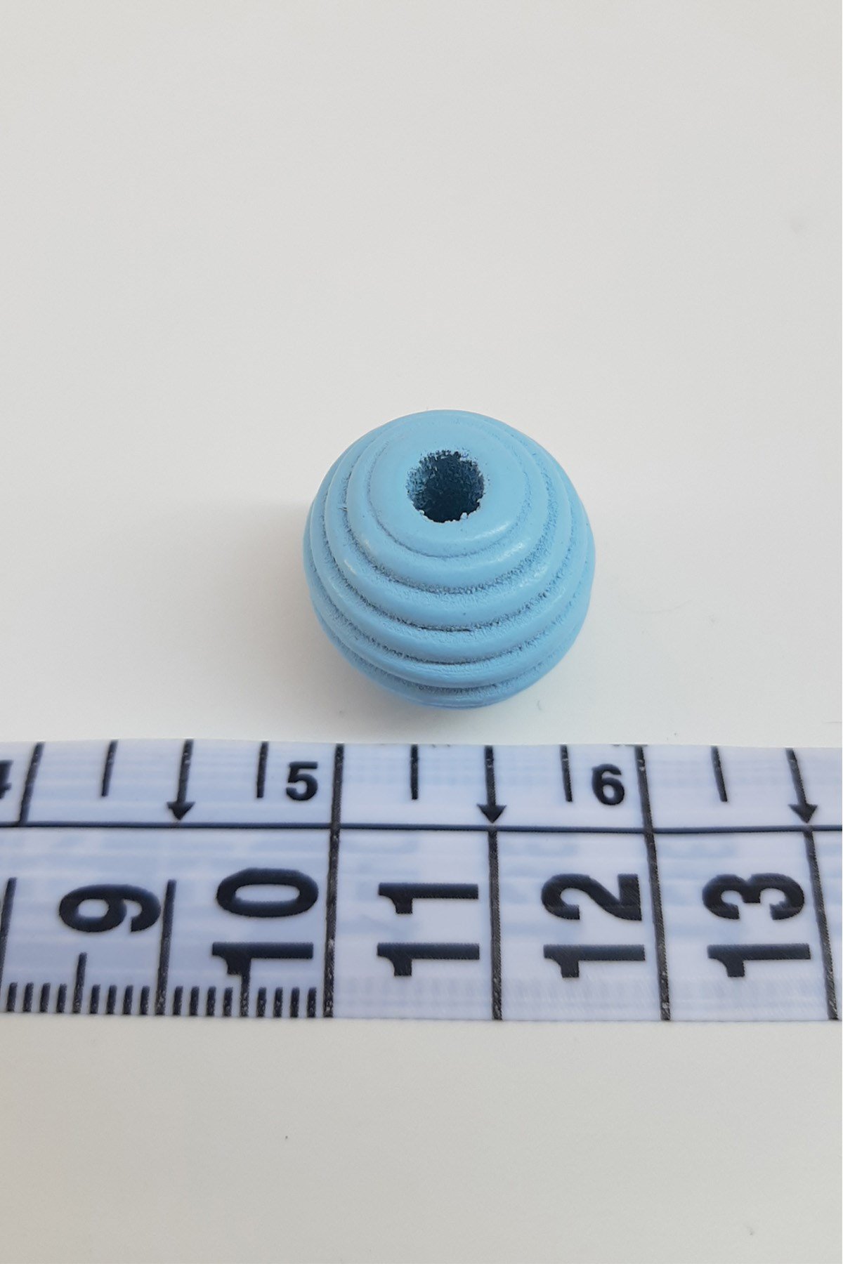 Silindir Çizgili Mavi Ahşap Boncuk