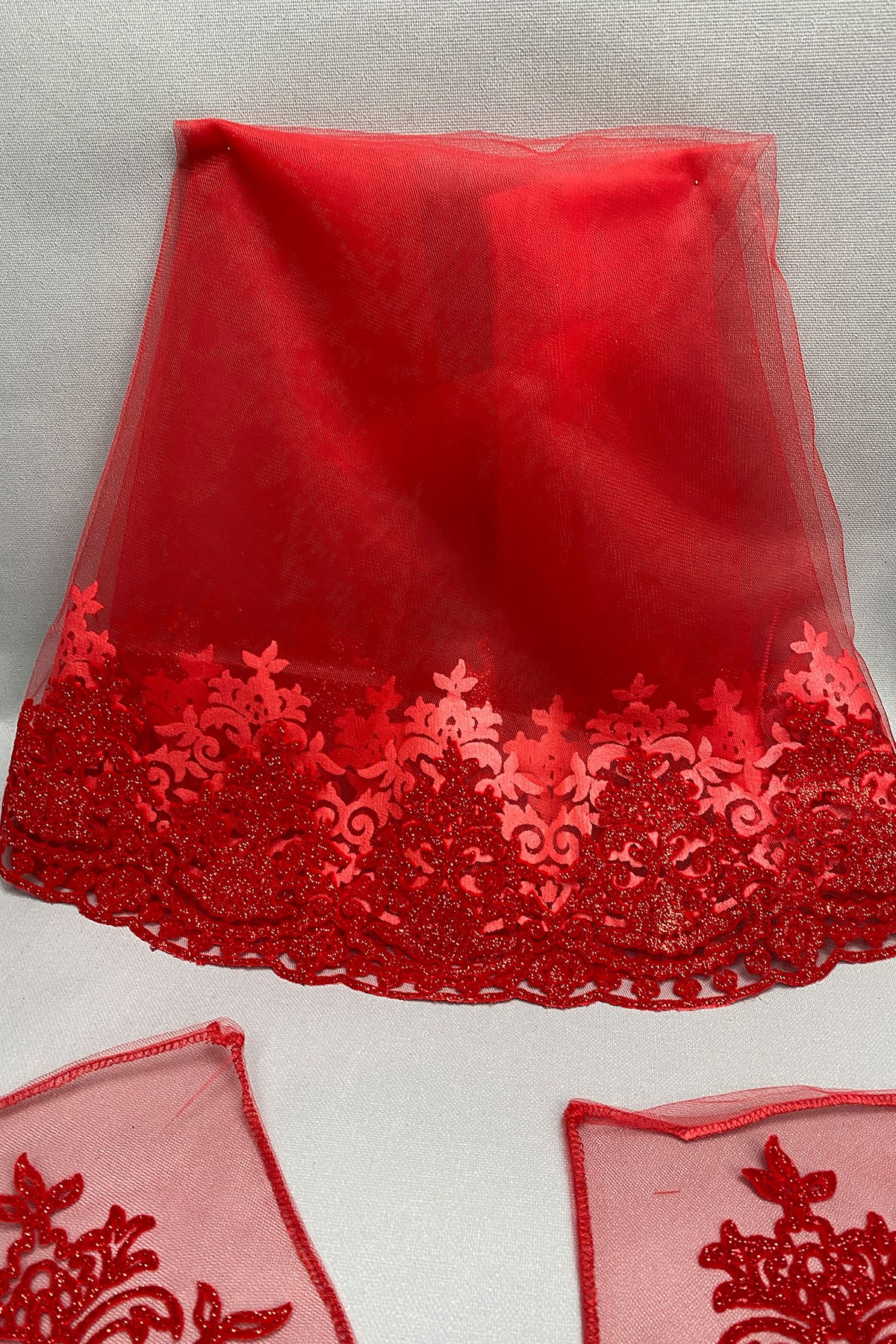 Simli Gelin Duvağı ve Biyeli Damat Örtüsü Takı Kurdele Seti