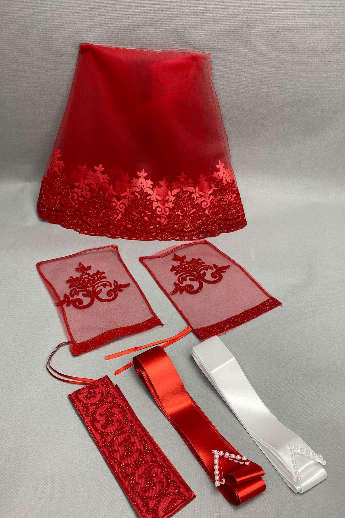 Simli Gelin Duvağı ve Takı Kurdele Seti