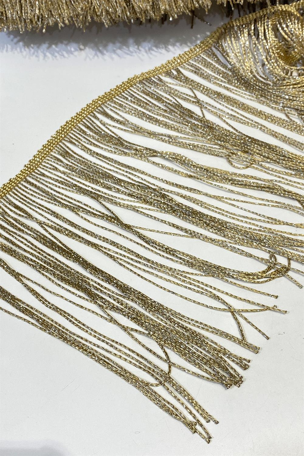 Simli Gold Saçak Püskül Şerit