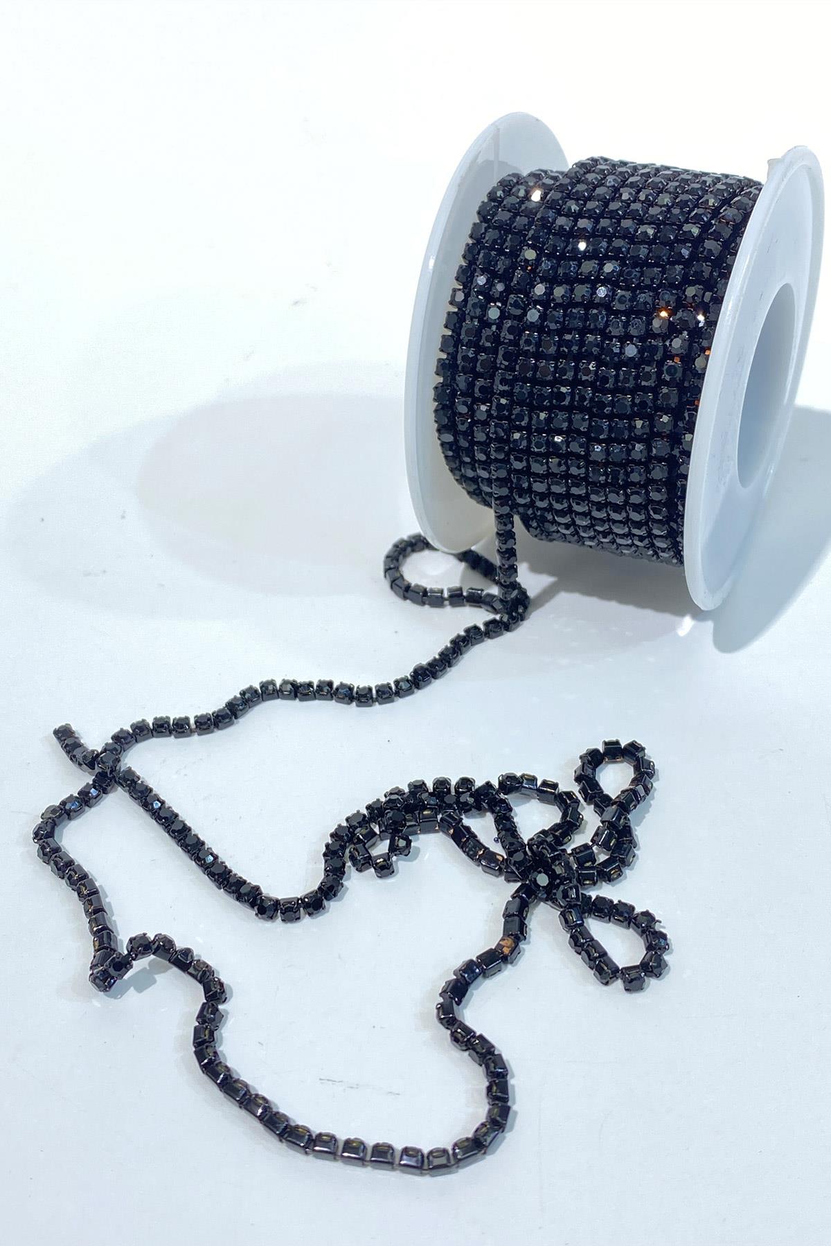 siyah Beyoğlu Swarosvki Şerit Taş Boncuk ss12