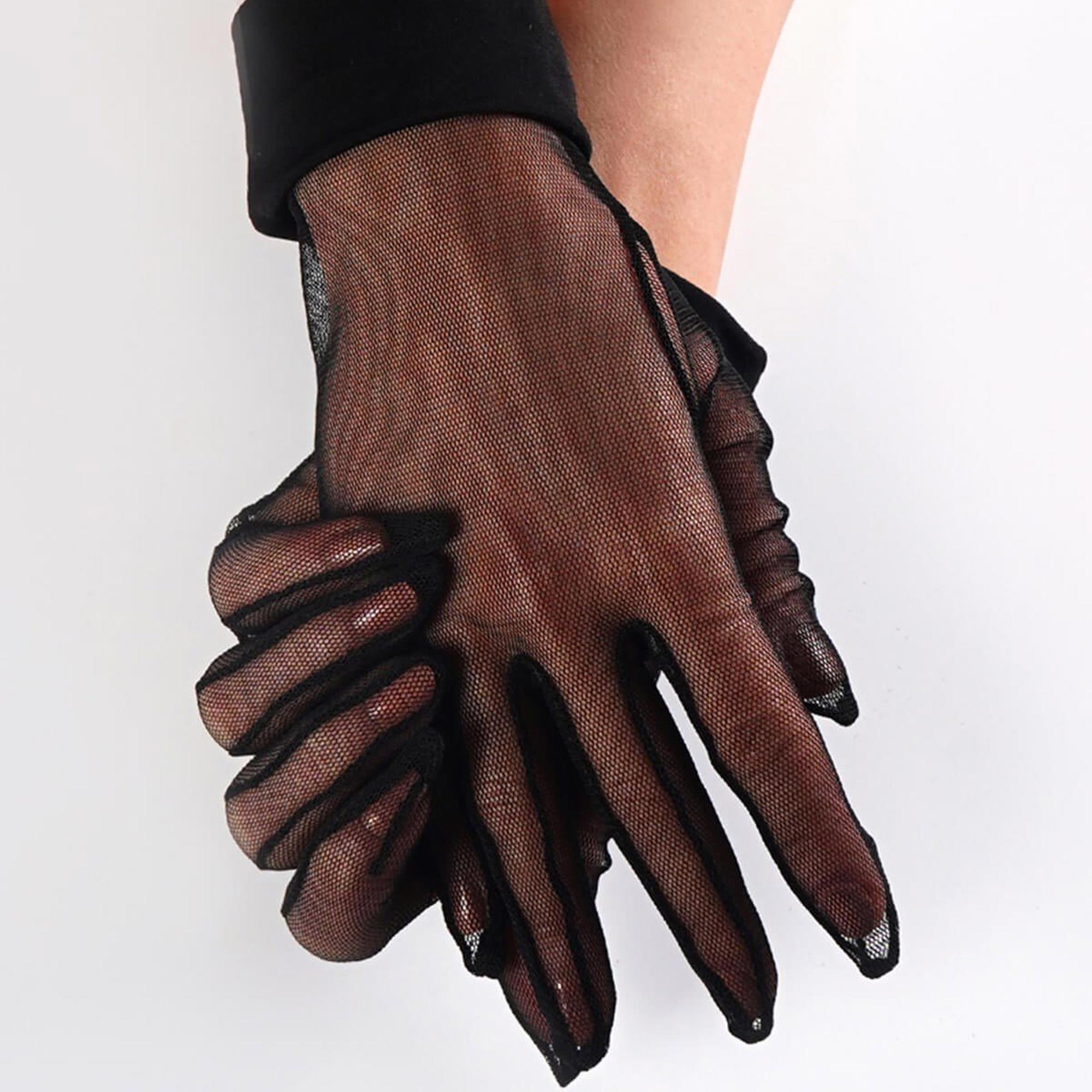 Siyah Düz Saten Detaylı Gelin Eldiveni