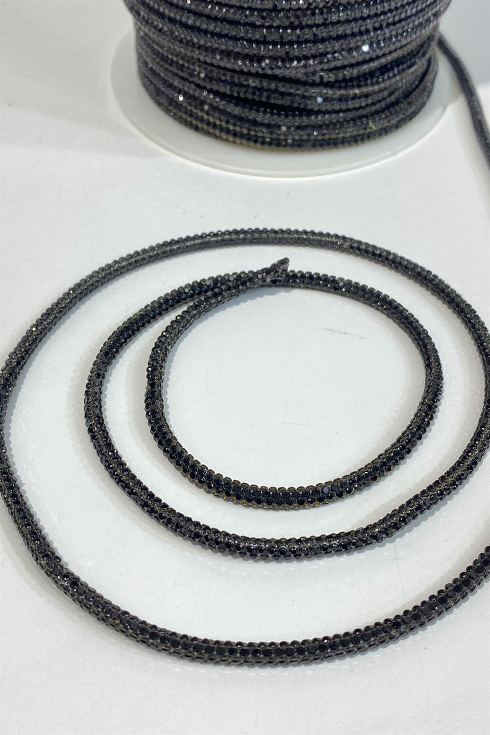 Siyah Full Taşlı Boru Şerit