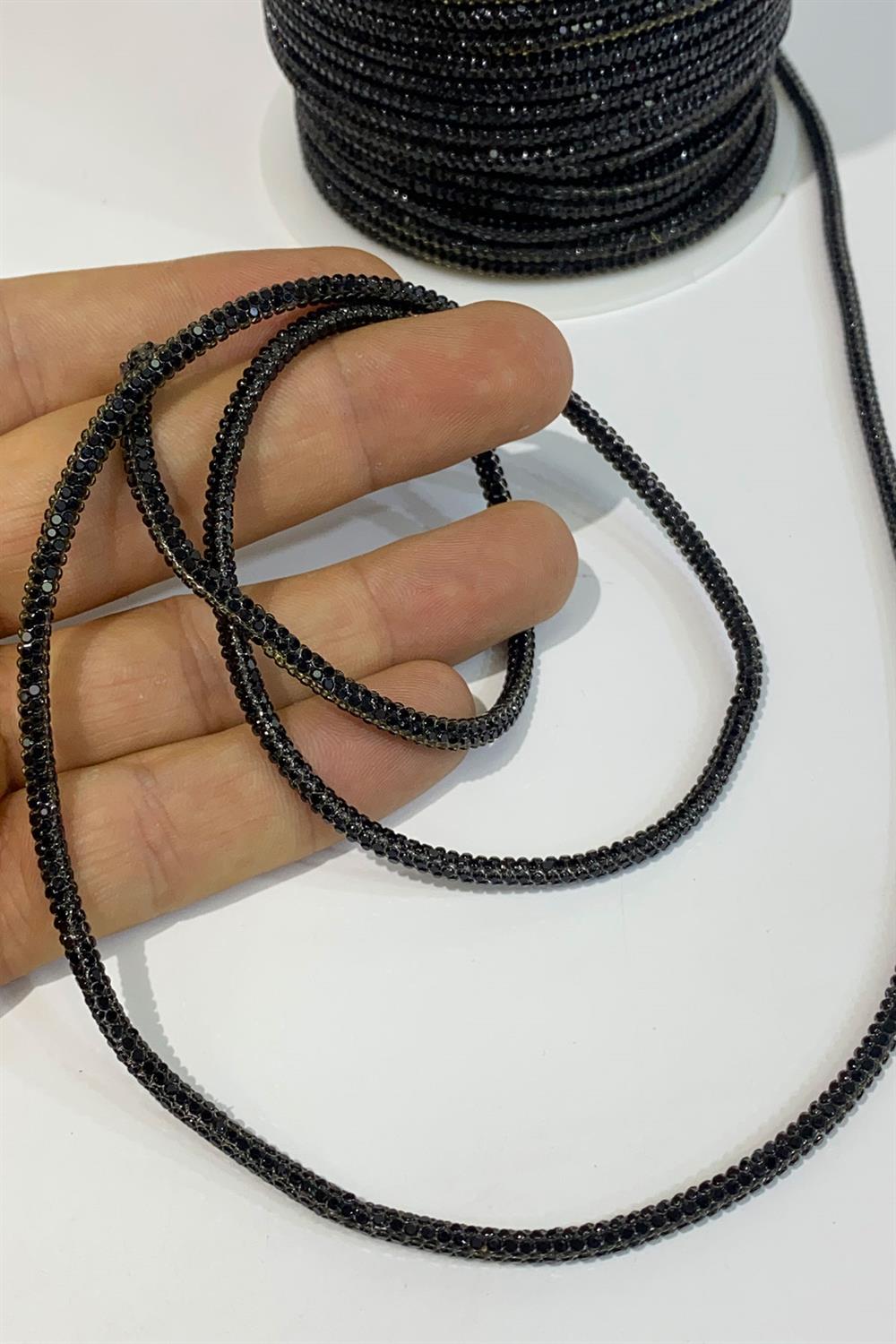 Siyah Full Taşlı Boru Şerit