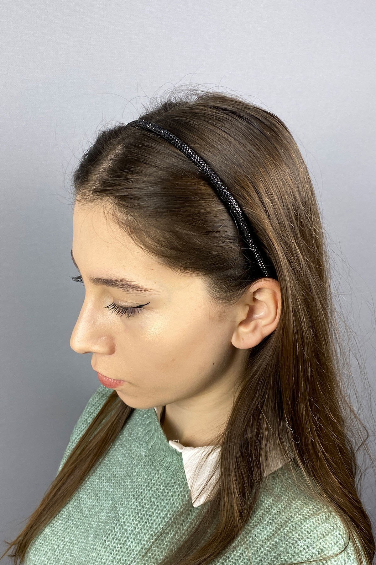 Siyah Full Taşlı Taç Saç Aksesuarı