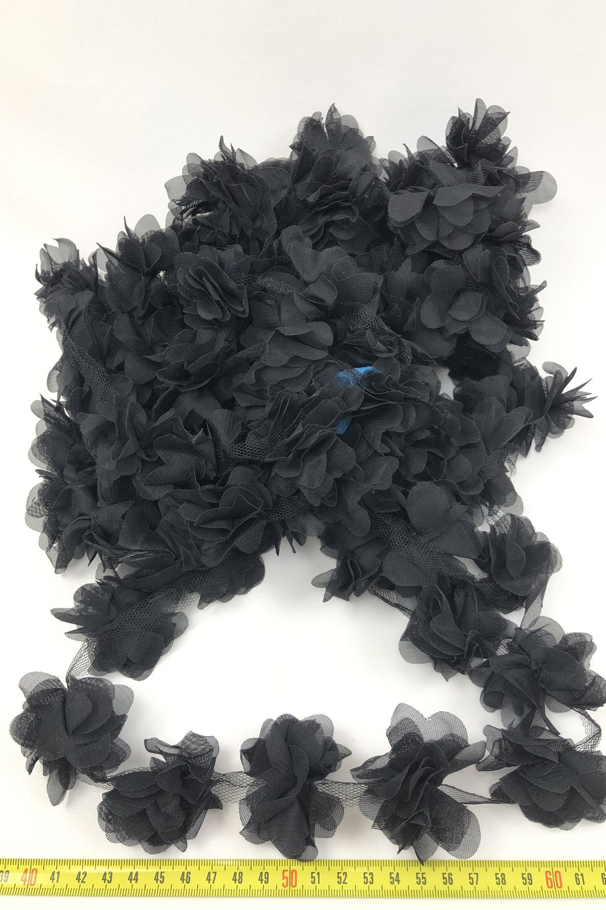 Siyah Renk Lazer Kesim Tül Çiçek