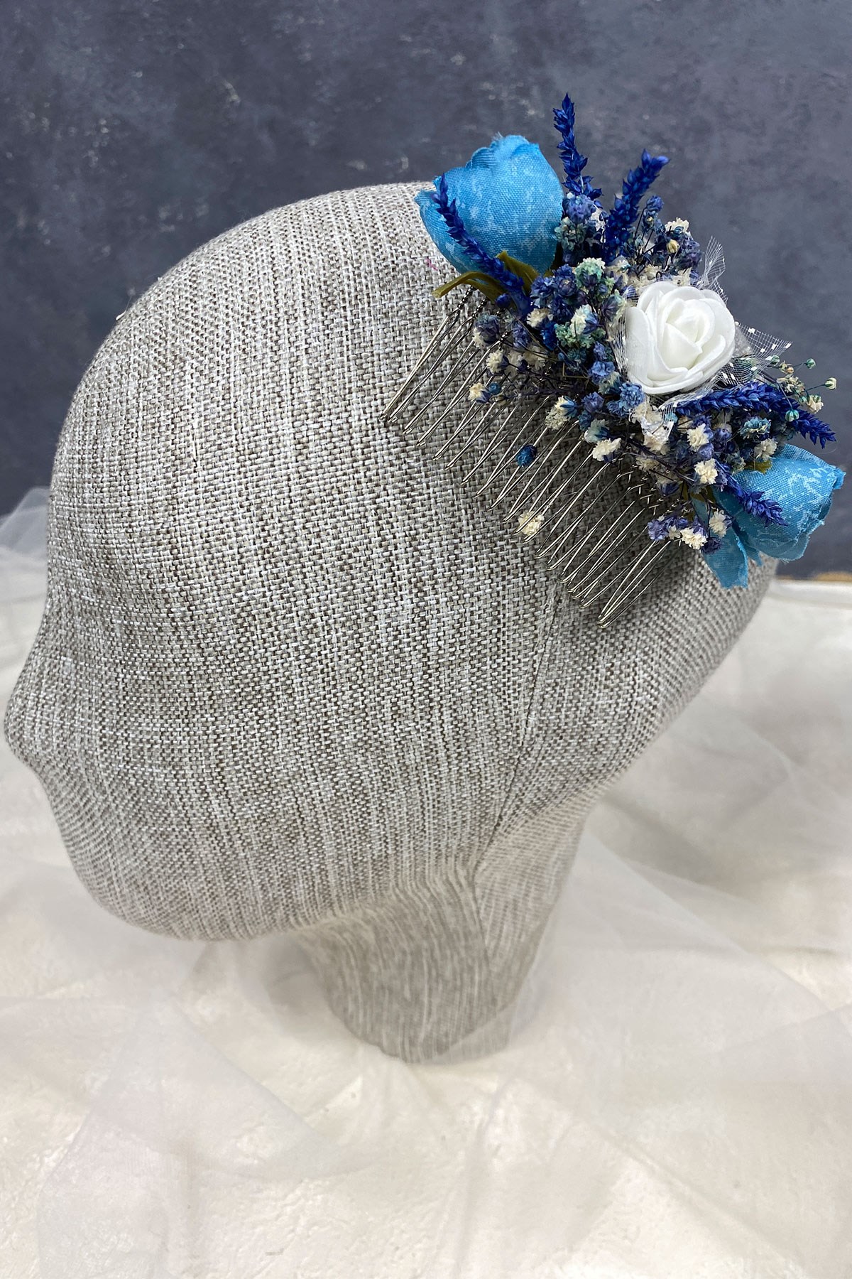 Şoklanmış Cipso Yapay Çiçekli Gelin Aksesuarı Saç Tokası