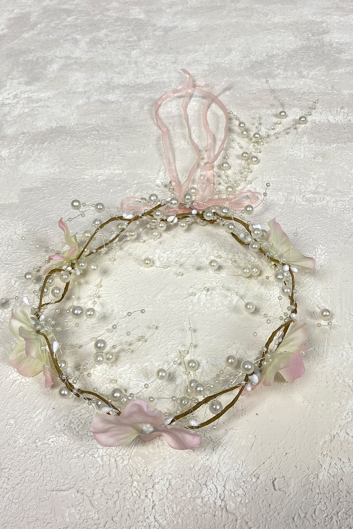 Somon Ortanca Çiçekli Özel Gelin Kına Tacı