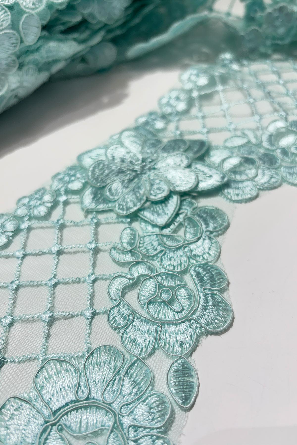 Su Yeşili  Fransız Güpür Kenar Dantel Şerit