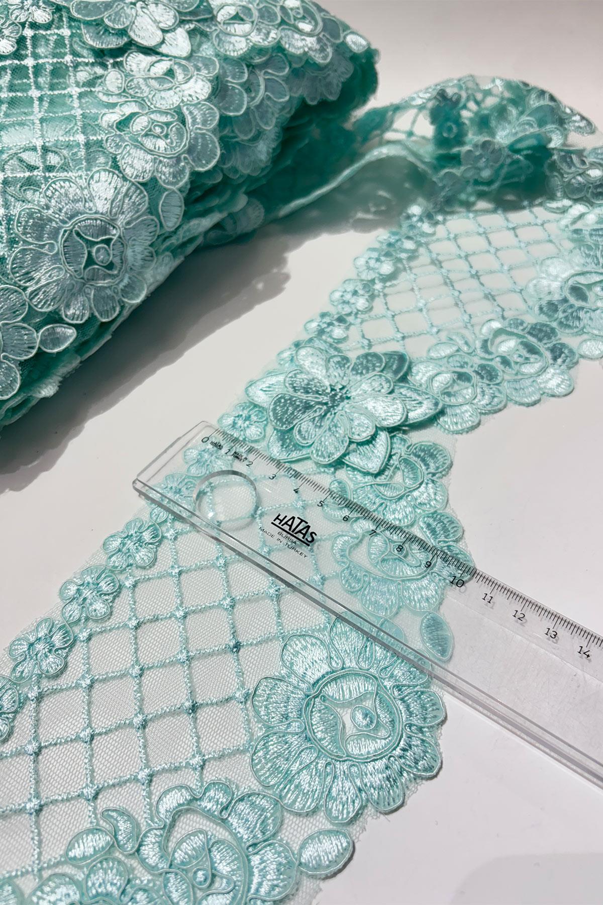 Su Yeşili  Fransız Güpür Kenar Dantel Şerit