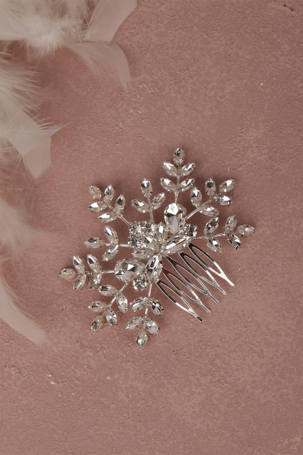 Taşlı Gelin Tokası Düğün,Nişan İçin Taraklı Toka