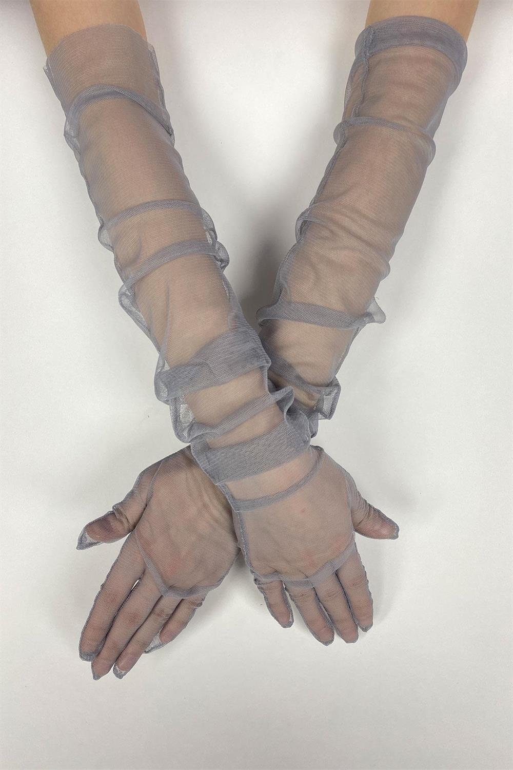 Toptan Uzun Şık Gelin Eldiveni Tül Eldiven Nikah/Düğün/Parti Eldiveni