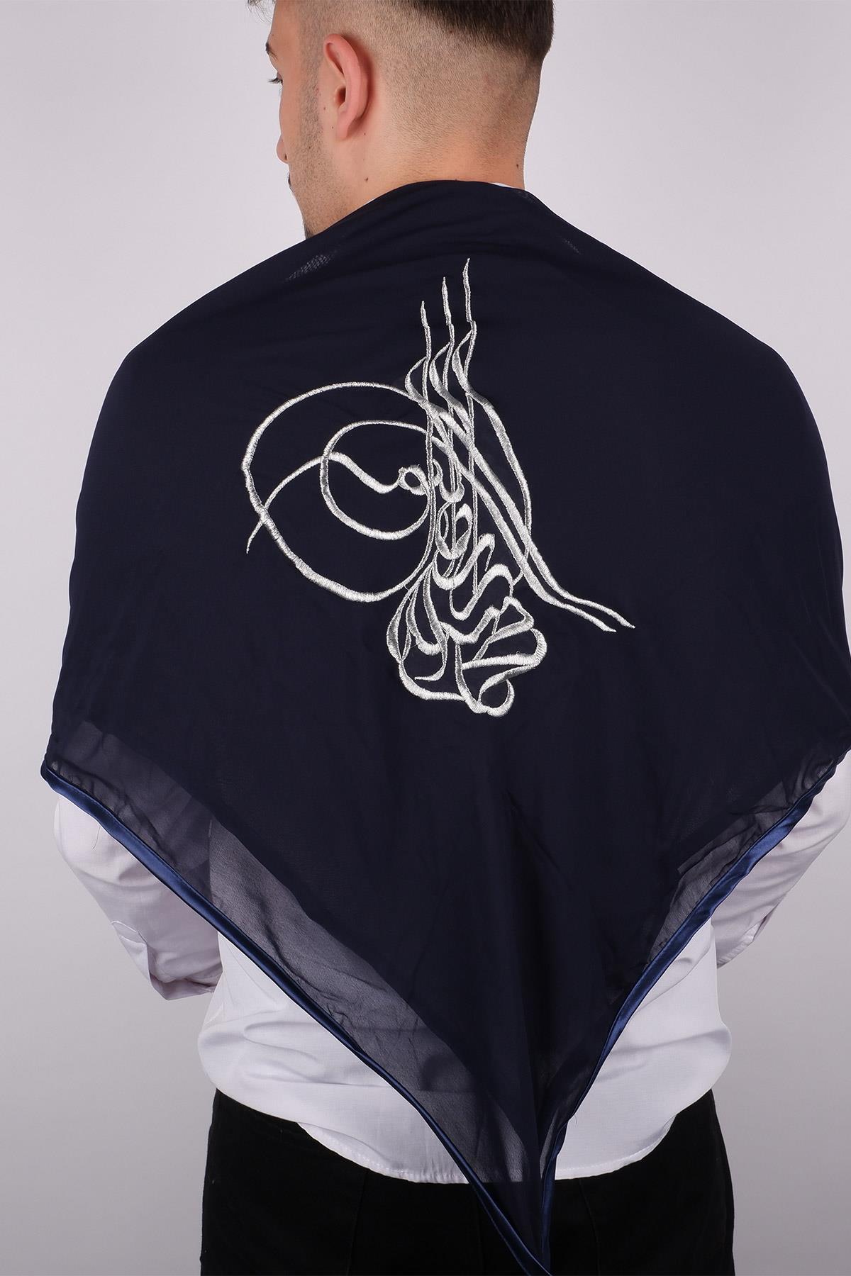 Tuğralı Gümüş Nakışlı Biyeli Damat Örtüsü