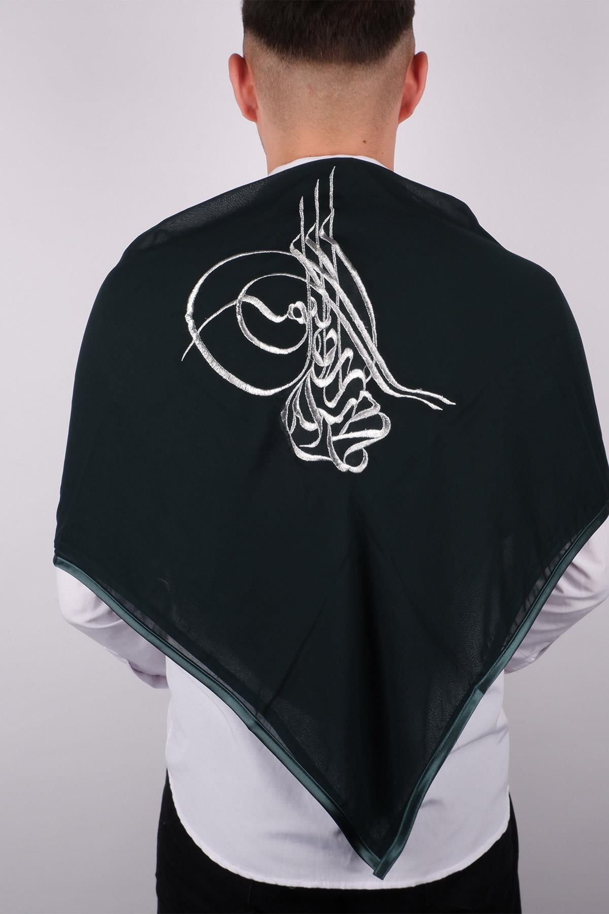 Tuğralı Gümüş Nakışlı Biyeli Damat Örtüsü