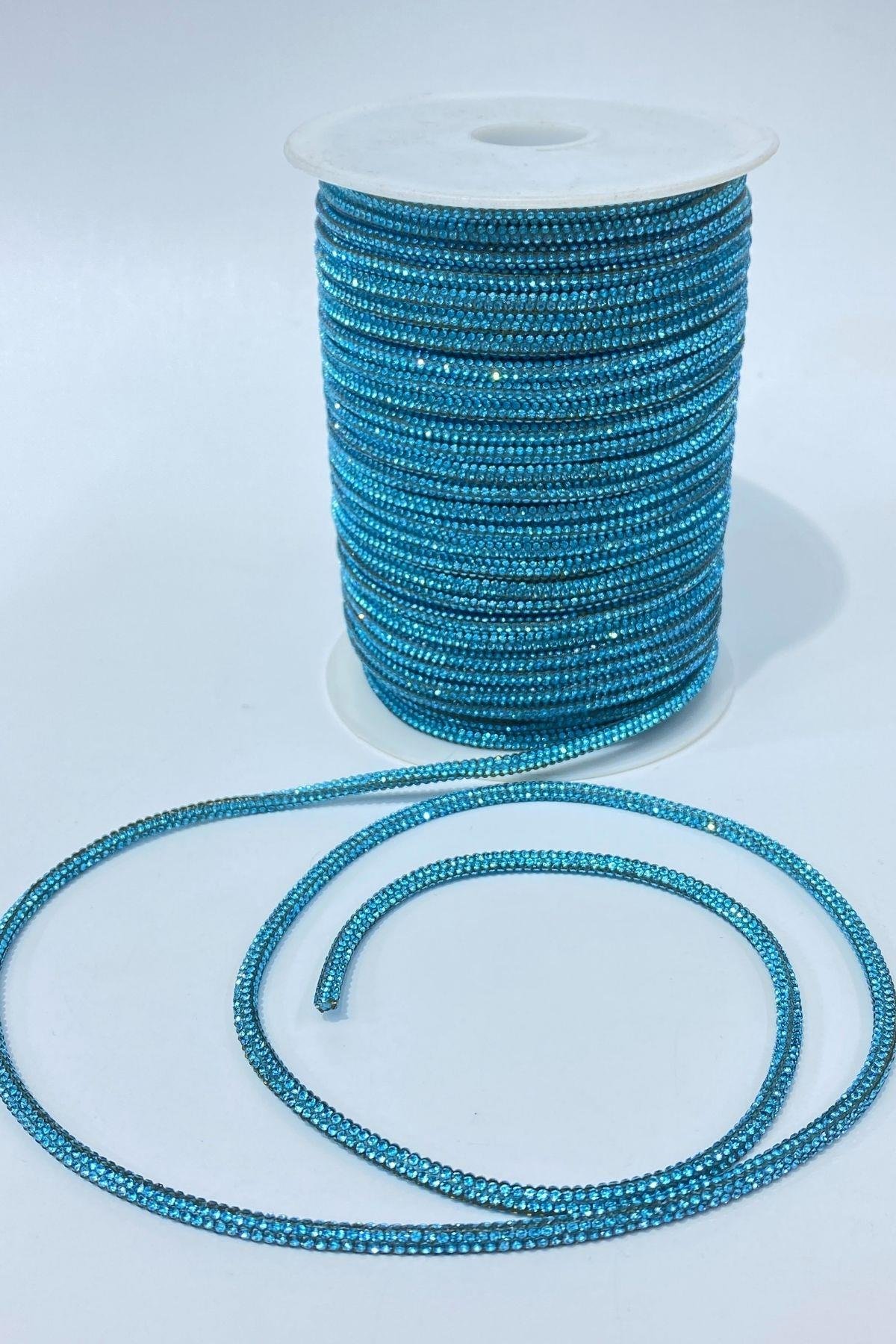 Turkuaz Full Sık Taşlı Boru Şerit Kordon