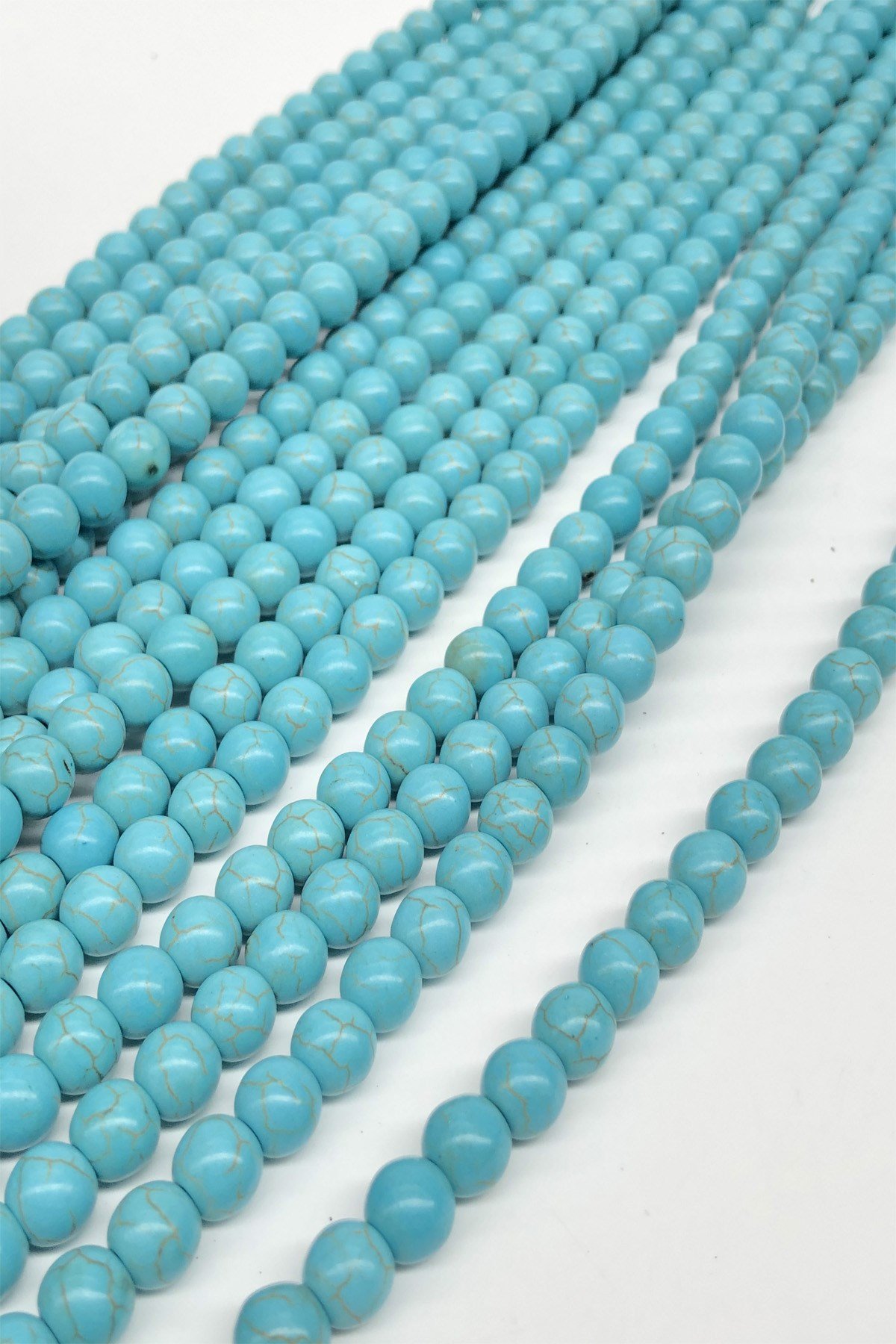 Turkuaz Yuvarlak Cam Boncuk 8 mm