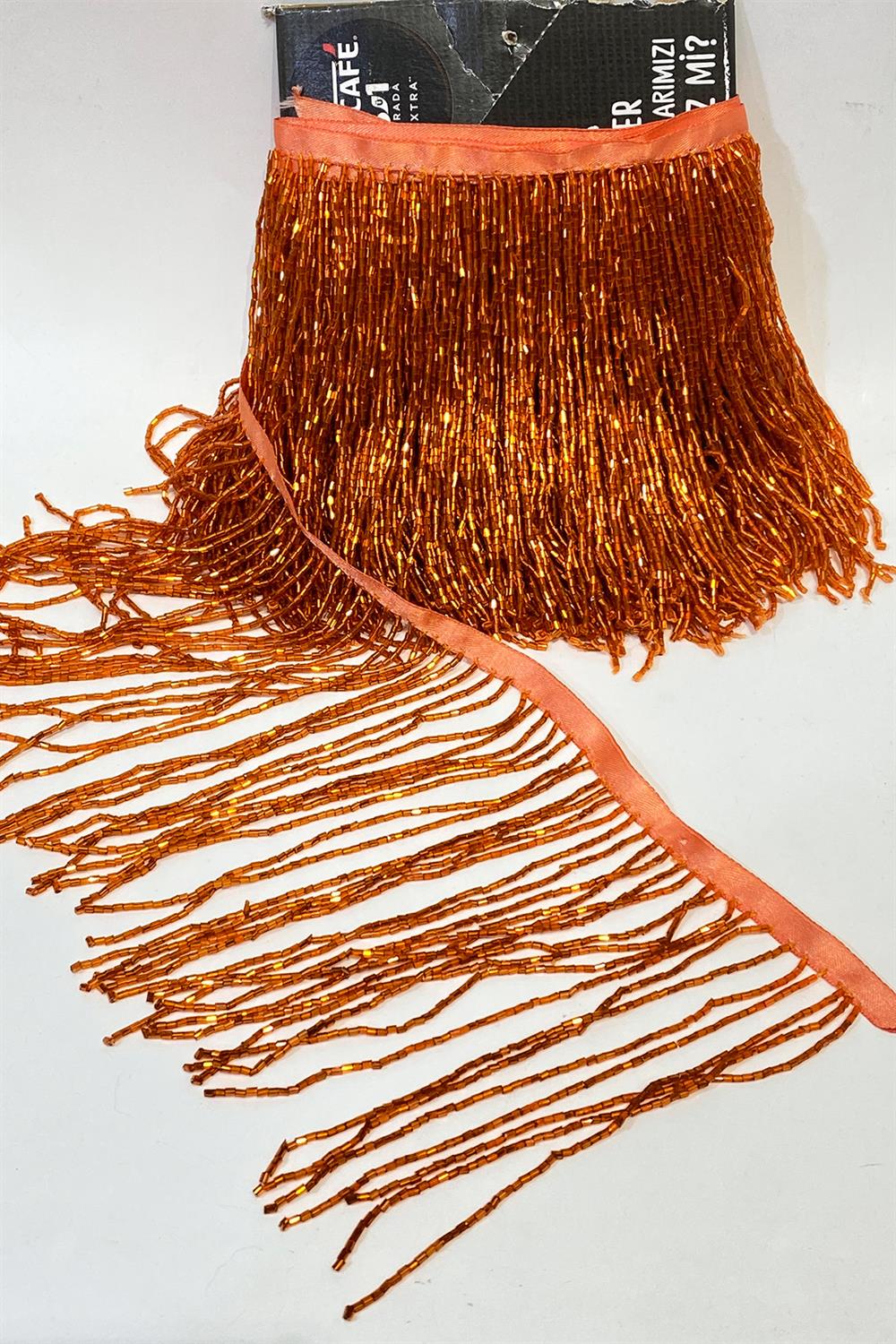 Turuncu Boncuklu 15 cm Saçak Püskül